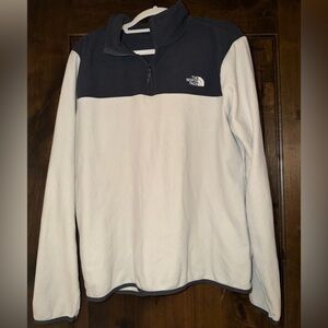 The North Face Ivory and Grey Glacier Quarter Zip Fleece Pullover